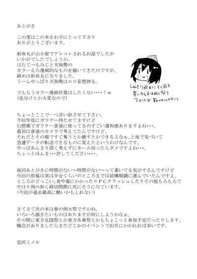 (C89) [NERCO (Koikawa Minoru)] Shameimaru in Yamagoya (Touhou Project) [Chinese] [靴下汉化组]